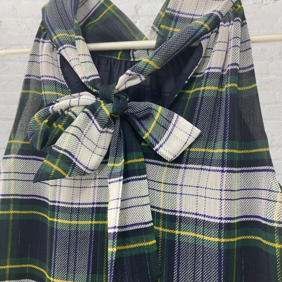 J.Crew Stewart Tartan Halter Tie-Back Chiffon Blouse 14 - Picture 7 of 16